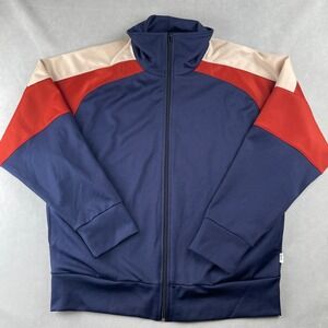 EPTM Track Jacket Mens L Navy Red Cream Full Zip Colorblock Stretch Streetwear